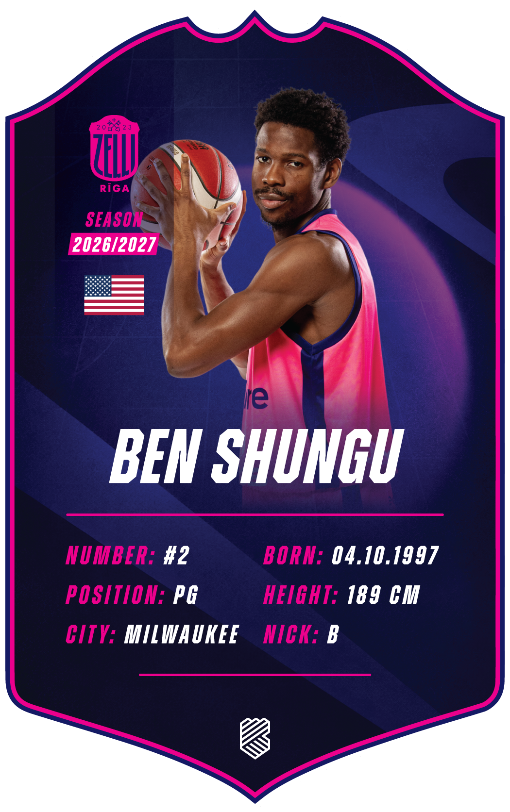 Ben Shungu – BK Rīgas Zeļļi S26/27 card