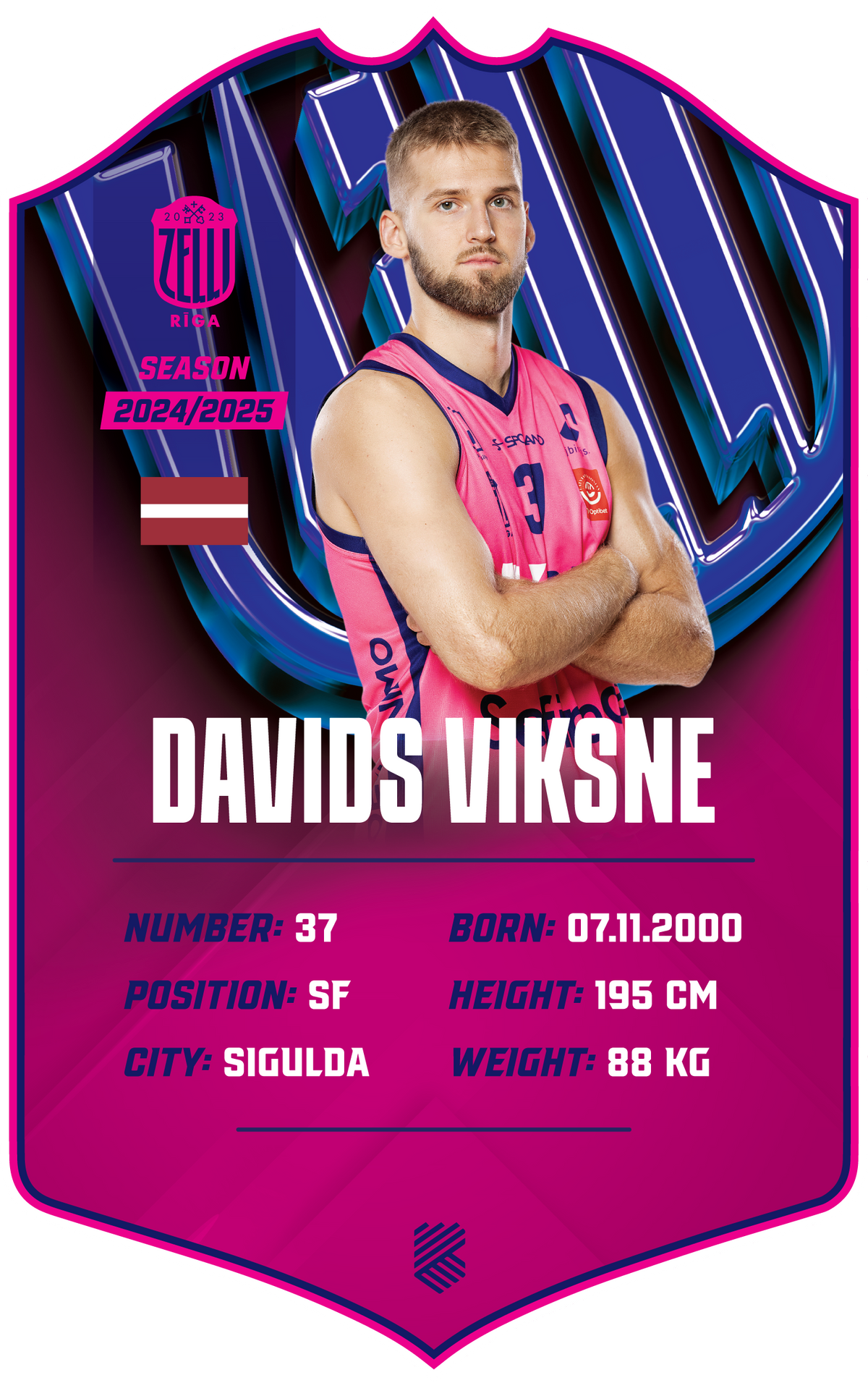 Davids Viksne – BK Rīgas Zeļļi S24/25 card