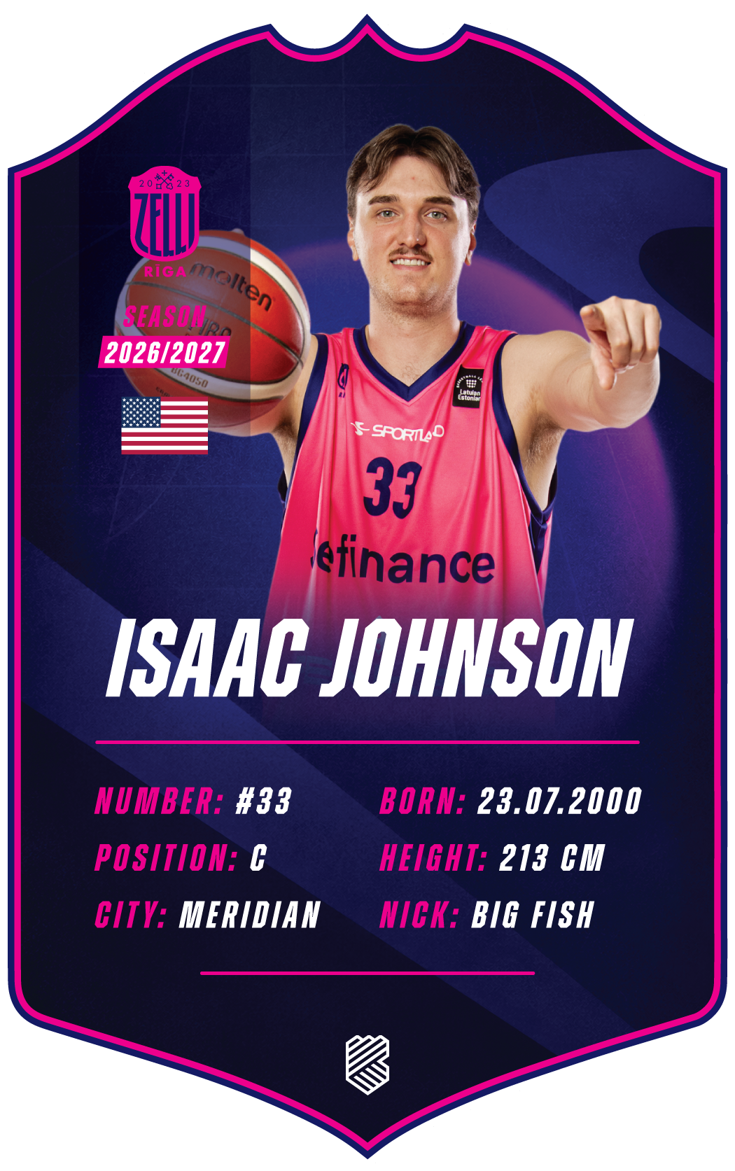 Isaac Johnson – BK Rīgas Zeļļi S26/27 card