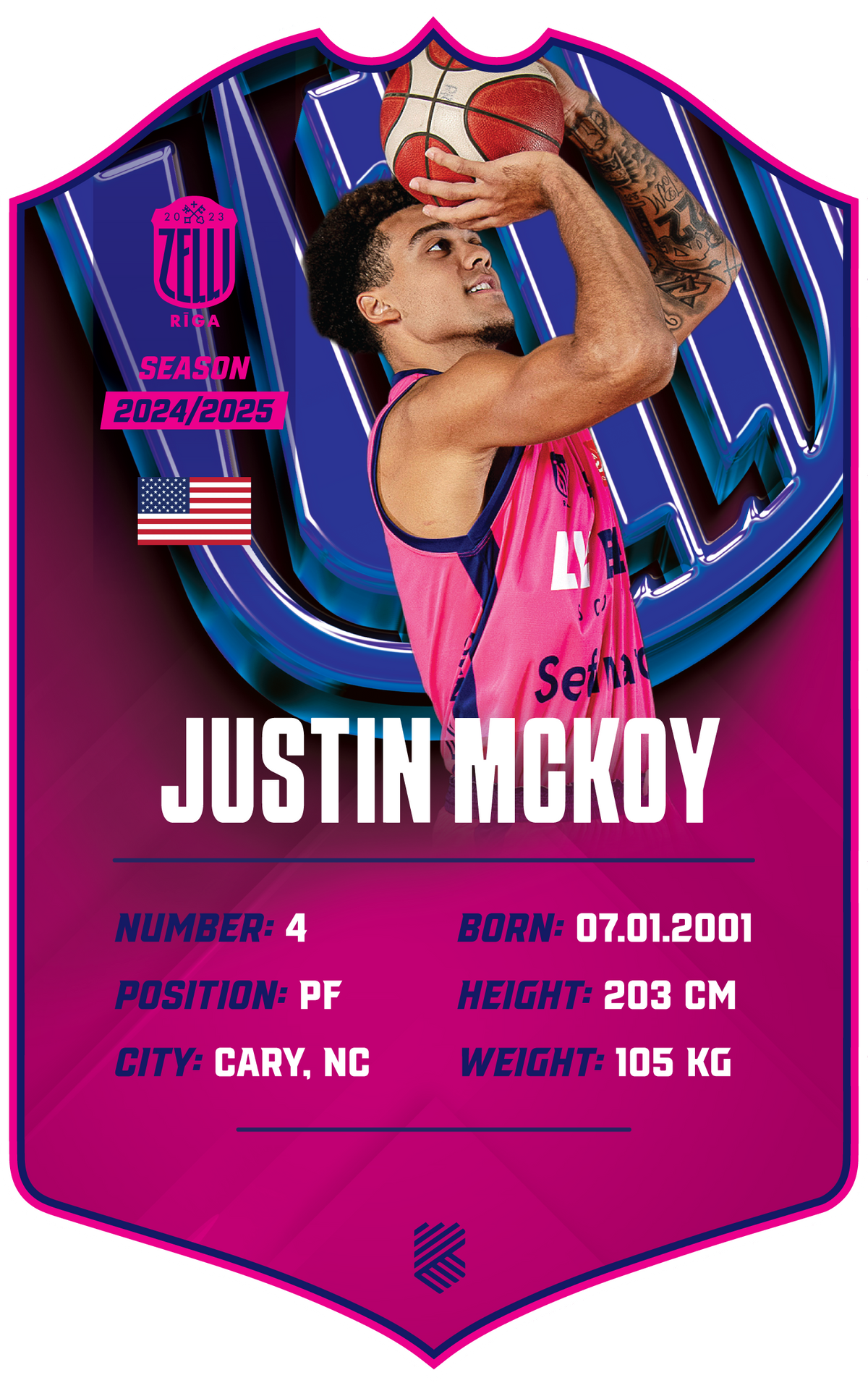 Justin McKoy – BK Rīgas Zeļļi S24/25 card