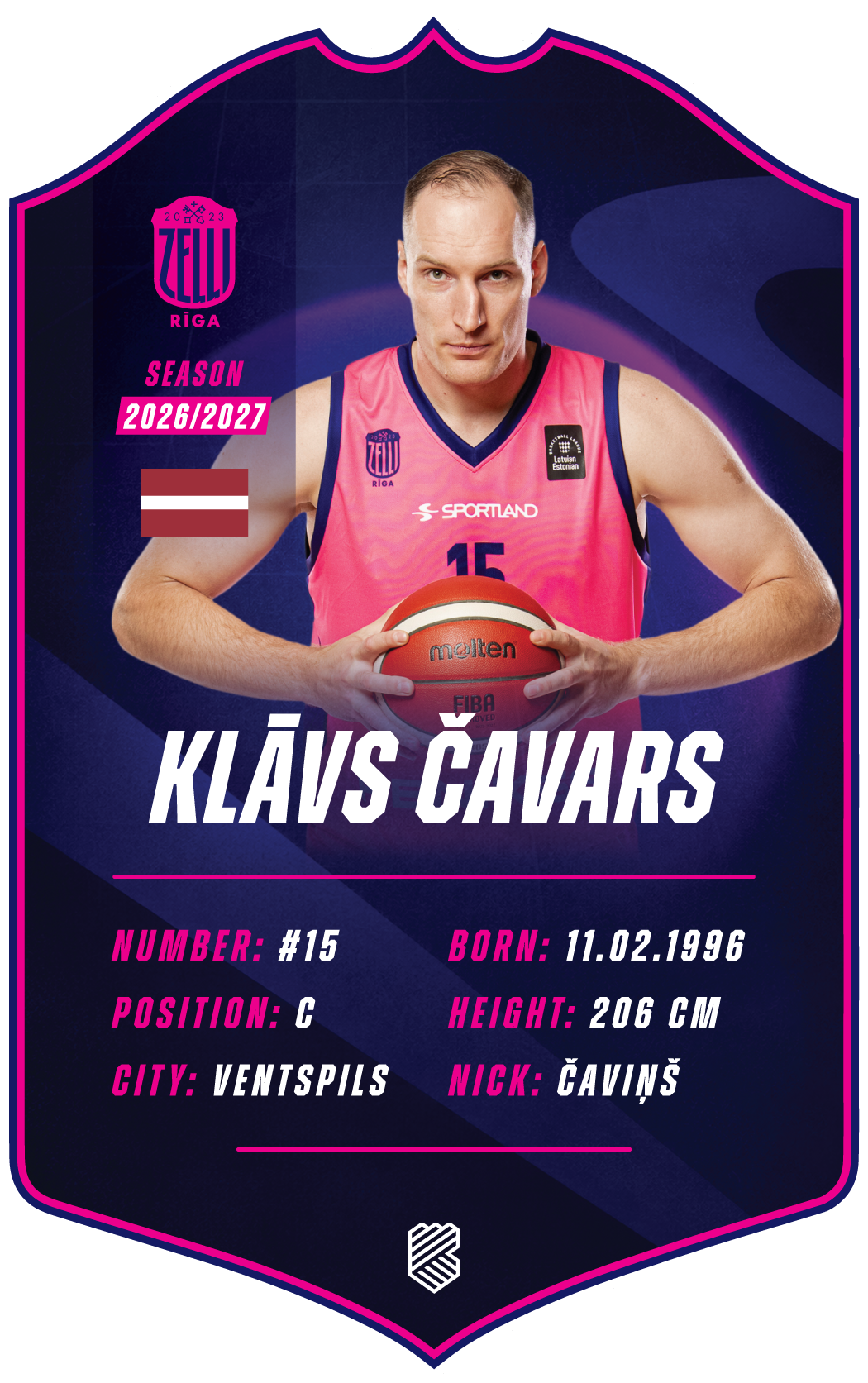 Klāvs Čavars – BK Rīgas Zeļļi S26/27 card