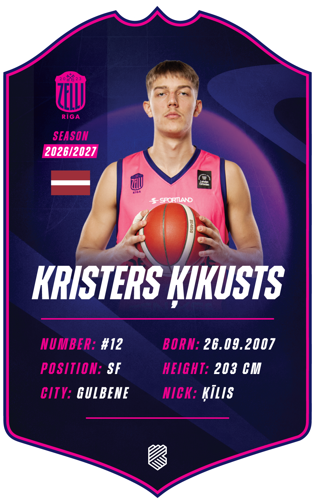 Kristers Ķikusts – BK Rīgas Zeļļi S26/27 card