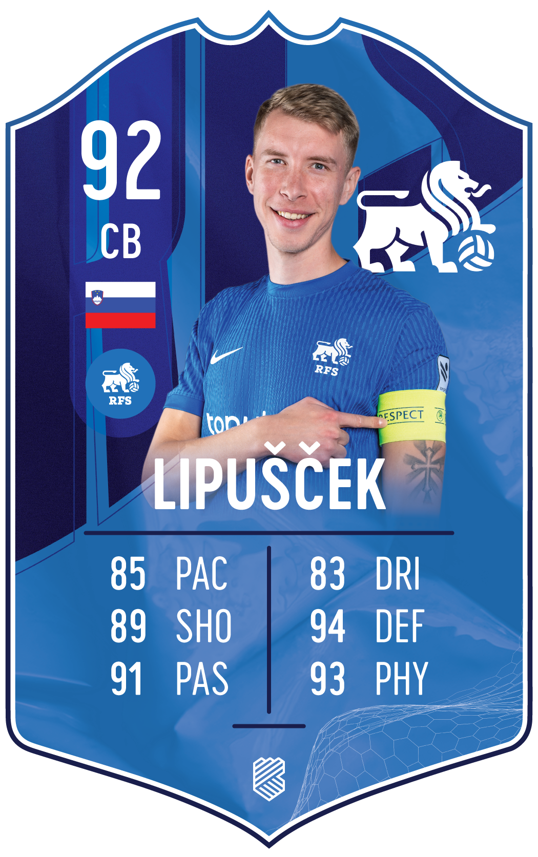 Žiga Lipušček – FK RFS S25/26 card