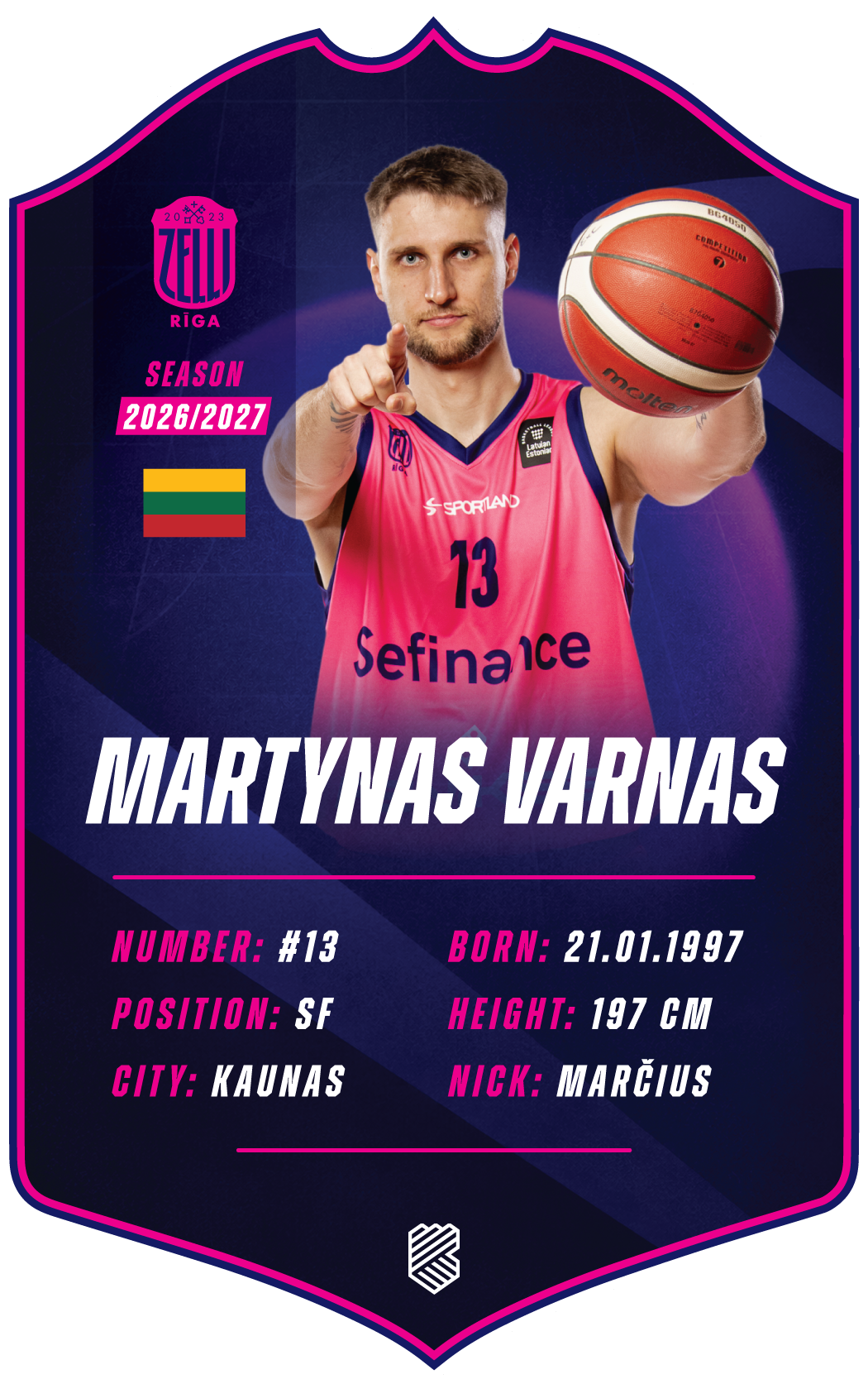 Martynas Varnas – BK Rīgas Zeļļi S26/27 card