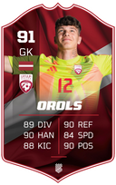 Frenks Orols – Latvia national team S25/26 card