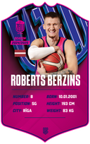 Roberts Berzins – BK Rīgas Zeļļi S24/25 card