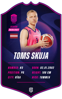 Toms Skuja – BK Rīgas Zeļļi S26/27 card