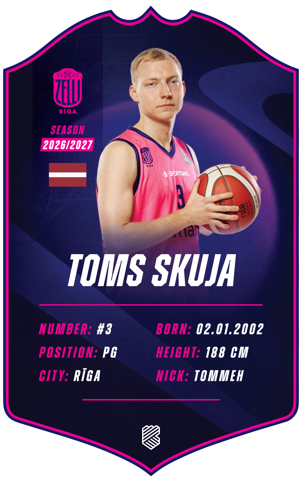 Toms Skuja – BK Rīgas Zeļļi S26/27 card