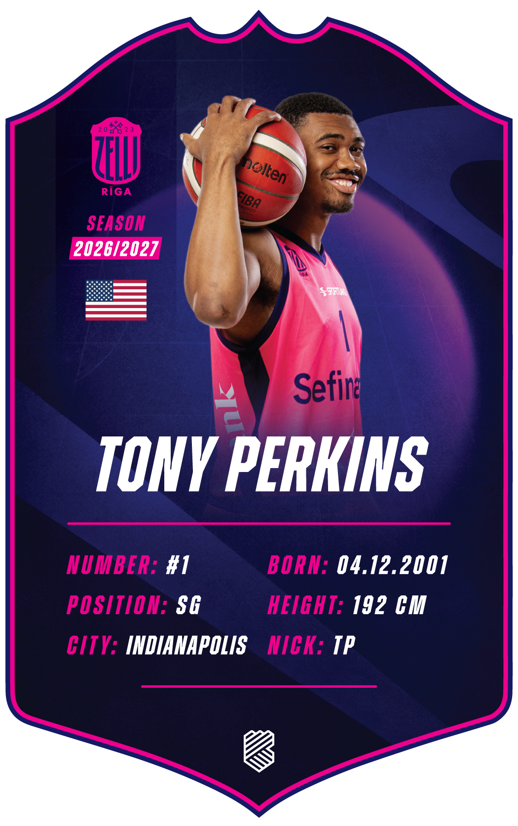 Tony Perkins – BK Rīgas Zeļļi S26/27 card